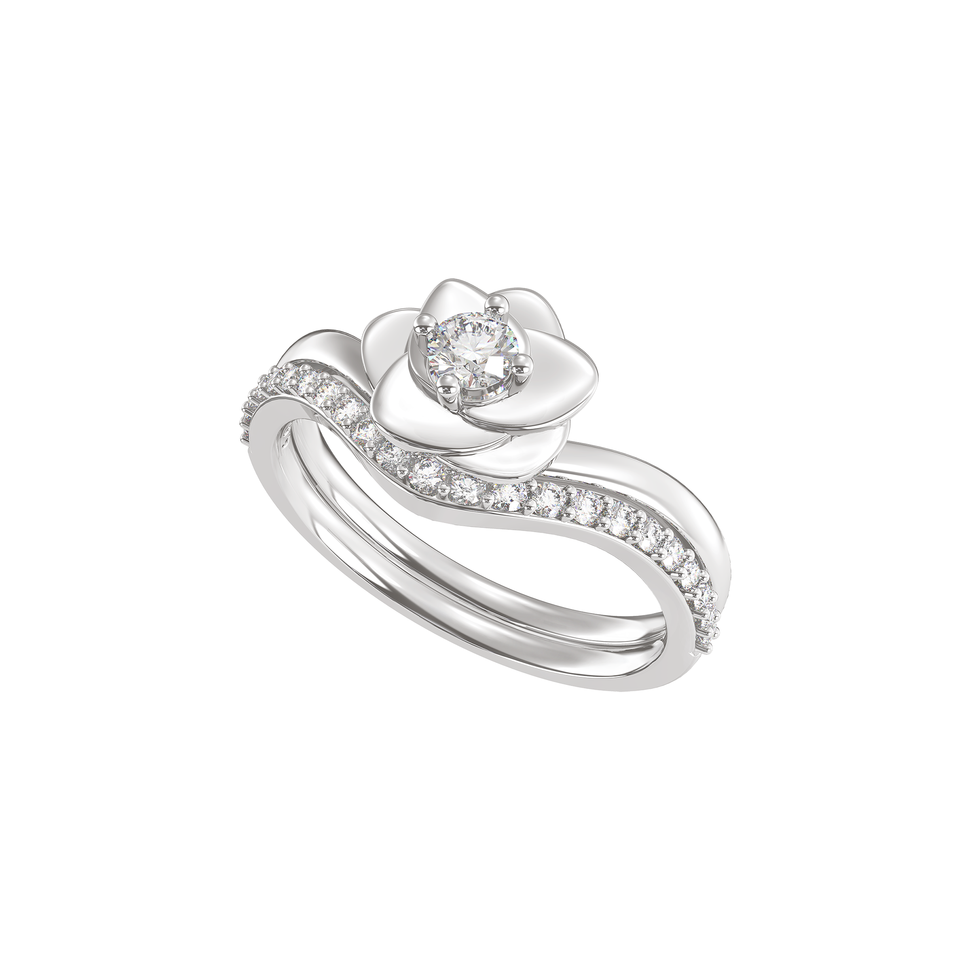 Nhẫn Vàng trắng 58,5% (14K) Đính đá ECZ PNJ Audax Rosa