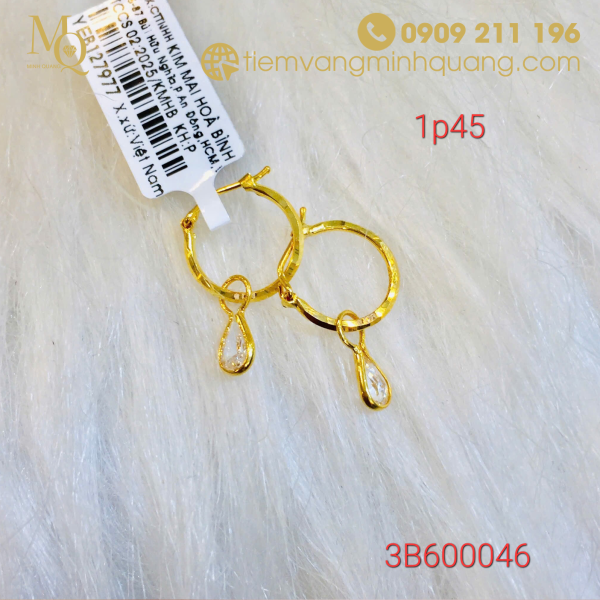 Bông tai vàng 18k 1p45